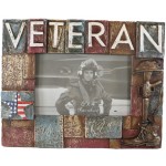 Ebros Gift Rustic Patriotic USA American Star Spangled Banner Veteran Word Sign with Military Helmet Boot and Rifle 6X4 Picture Photo Frame Desktop Or Wall Hanging Decorative Accent