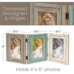 EXCELLO GLOBAL PRODUCTS Hand Painted Rustic Three Picture Frame: Holds Three 4x6 Photos EGP-HD-0023
