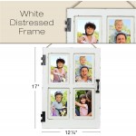 EXCELLO GLOBAL PRODUCTS Vintage Farmhouse Window Photo Frame: Holds Four 4x6 or 5x7 Photos