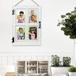 EXCELLO GLOBAL PRODUCTS Vintage Farmhouse Window Photo Frame: Holds Four 4x6 or 5x7 Photos