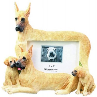 Fawn Great Dane Gift Picture Frame Holds Your Favorite 4x6 Inch Photo A Hand Painted Realistic Looking Fawn Great Dane Family Surrounding Your Photo. This Beautifully Crafted Frame is A Unique Accent to Any Home or Office. The Fawn Great Dane Picture Fram