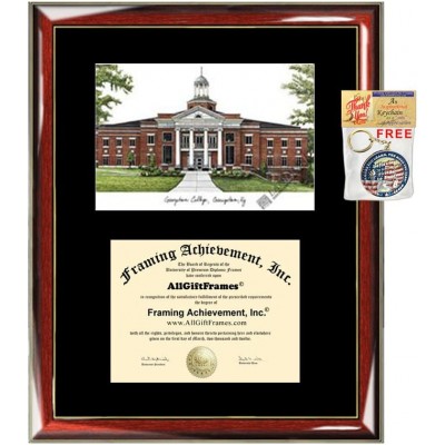 Georgetown College Diploma Frame Lithograph Premium Wood Glossy Prestige Mahogany with Gold Accents Single Black Mat University Diploma Frame