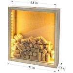 GiveU Wine Cork & Beer Cap Holder Shadow Box Wall Mounted with Lights Shadow Box Display Case Showcase as a Memory Gift 11x12’’