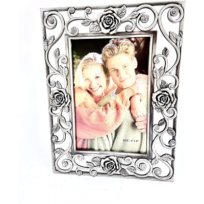 Glory Land 4 Roses on Vines w Clear Acrylic Crystal Accents Holds Photo 3 ½" x 5 ½" # 510