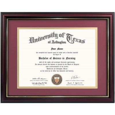 GraduationMall 8.5x11 Diploma Frame with Red Over Gold Mat or Display 11x14 Certificate Without Mat,Solid Wood & UV Protection Acrylic,Cherry Finish with Gold Trim