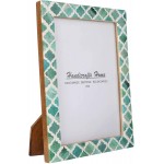 Handicrafts Home Picture Photo Frame Moorish Damask Moroccan Art Inspired Vintage Wall Décor Frames 5x7 Green