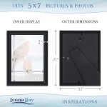 Icona Bay 5x7 Picture Frames Black 6 Pack Beautifully Detailed Molding Contemporary Picture Frame Set Wall Mount or Table Top Inspirations Collection