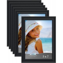 Icona Bay 5x7 Picture Frames Black 6 Pack Beautifully Detailed Molding Contemporary Picture Frame Set Wall Mount or Table Top Inspirations Collection