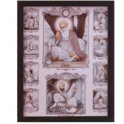 Imagine Mart Gurunank dev Ji And Guru Gobind Singh Ji With Eight Other Guru's Paper Poster With Frame Must For Hamily Home Office On Occasion