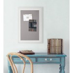 Kate and Laurel Alysia Framed Gray Linen Fabric Pinboard 19.5 x 28.5 White Chic Traditional Wall Decor and Organization