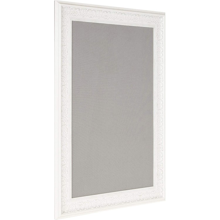 Kate and Laurel Alysia Framed Gray Linen Fabric Pinboard 19.5 x 28.5 White Chic Traditional Wall Decor and Organization