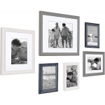 Kate and Laurel Bordeaux Coastal Gallery Frame Wall Kit Set of 6 with Assorted Size Frames Graywash Navy Blue Distressed White