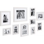 Kate and Laurel Bordeaux Modern Gallery Wall Kit Set of 10 with Assorted Size Frames with White-Wash Finish