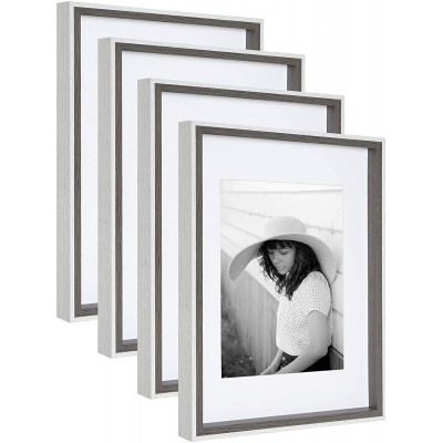 Kate and Laurel Gibson Transitional Frame Set Set of 4 11" x 14" White and Gray Casual Frames for Any Room in The Home