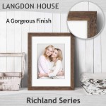 Langdon House 11x14 Picture Frames w Mat to 8x10 Rustic Brown 3 Pack Traditional Wood-Like Photo Frames for Any Décor Style Richland Collection