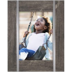 Malden International Designs 5x7 Rustic Gray Picture Frame With Metal Accents