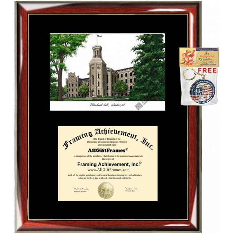 North Central College NCC Diploma Frame Lithograph Premium Wood Glossy Prestige Mahogany with Gold Accents Single Black Matted University Graduation Diploma Frame