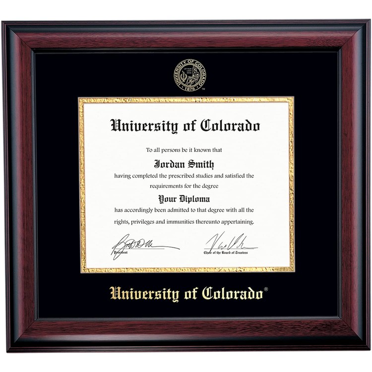 OCM DiplomaDisplay Traditional Frame for University of Colorado CU Boulder Buffaloes | 8-1 2 x 11 Diploma Certificates | Black Gold Mat | Home & Office | Graduation Gift