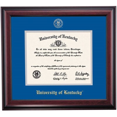 OCM DiplomaDisplay Traditional Frame for University of Kentucky UK Wildcats | 8-1 2" x 11" Diploma Certificates | Royal Blue Gray Mat | Home & Office | Graduation Gift