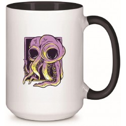 Octopus on portrait an octopus coming out of a frame Sea Animal Personalized Name Customize present for Birthday Anniversary 11oz 15oz Inner Color Accent Mug