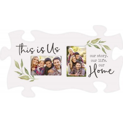 P. Graham Dunn This is Us Our Story Home Whitewashed 22 x 13 Wood Puzzle Piece Wall Frame