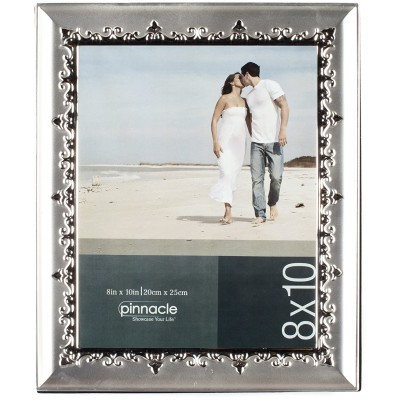 Pinnacle Frames Matte Silver Frame with Scroll Design 8 inch by 10 inch
