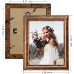 Q.Hou 8x10 Picture Frame Rustic Brown Wood Pattern Photo Frames 4 Packs for Tabletop or Wall Mount QH002-MD8X10-RB