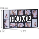 Relaxdays Picture Frame Home Photo Frame for 10 Pictures Wall Gallery Photo Collage; HWD: 36.5x72x2 cm Black