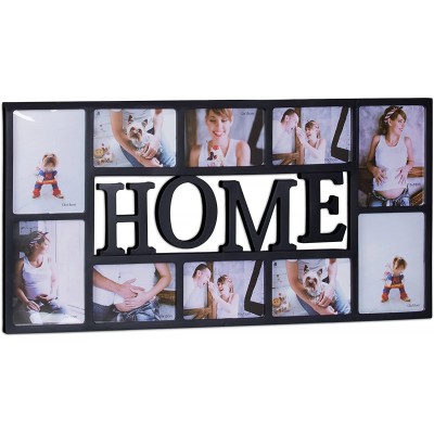 Relaxdays Picture Frame Home Photo Frame for 10 Pictures Wall Gallery Photo Collage; HWD: 36.5x72x2 cm Black