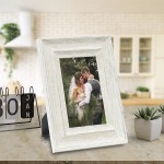 Robhomily 5x7 Rustic Picture Frame Solid Wood with High Definition Glass 2 Pack Photo Frames for Wall or Tabletop Display,Weathered White Farmhouse Style Display Frame