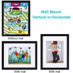 RPJC 11 x 14 Picture Frames Made of Solid Wood and High Definition Glass Display Pictures 8x10 with Mat or 11x14 Without Mat for Wall Mounting Photo Frame Black