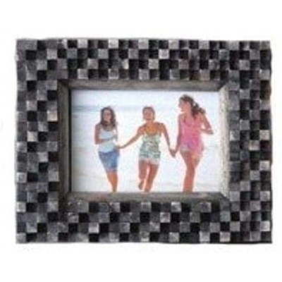 Shiraleah Recycled Rubber Wood 4 by 6-Inch Cubic Picture Frame