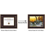 Space Art Deco 8.5X11 Diploma Frame with Black Over Gold Double Mat or Without Mat Display 11X14 Picture Frame Real Glass Wall Mountting1-Pack Black Ornate Gold Trim