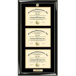 Three Certificate Frame with Choice Logo Seal Triple University Diploma Frames Personalized Engraved College Degree Holder 3 Document License Glossy Majestic Black Gold Accent Double Matted