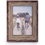 Truu Design Decorative Weathered 4 x 6 inches Beige Distressed Wooden Look Picture Frame 4 x 6