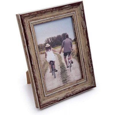 Truu Design Decorative Weathered 4 x 6 inches Beige Distressed Wooden Look Picture Frame 4" x 6"