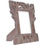 Vintage Wooden Single Picture Photo Frame 5 x 7 Tabletop Holder with Stand Hand Carved Foliage Design Home Decor
