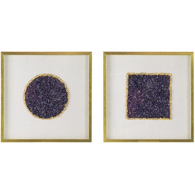 A and B Home 82764 PS Lillian Purple Crystal Shadow Boxes Set of 2 Wall Art