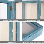 Love-KANKEI Shadow Box Frame 11x11 Shadow Box Display Case with Linen Back Rustic Wood Memory Box for Awards Medals Photos Blue