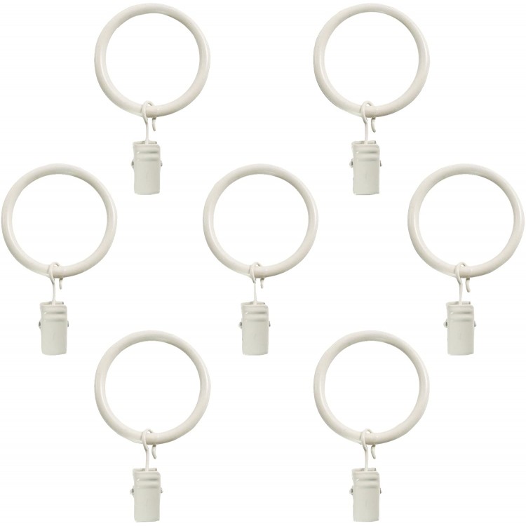 Montevilla 7-Pack Window Treatment Clip Rings for 5 8-Inch Drapery Rods Distressed White