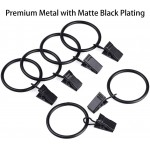UYICOO Matte Black Curtain Rings with Clips,Set of 42,Quiet Smooth Drapery Curtain Rod Rings for 1 Rod