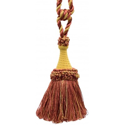 DÉCOPRO Dark Rust Champaigne Copper Large Multi-Color Tassel Tieback with Looped Accents 8 inches Long Tassel 30 inches Spread Embrace Style# TBDK8 11808 Color: Spiced Tangerine N34