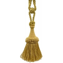 DÉCOPRO Set of 4 Large Tassel Tieback with Looped Accents 8 inches Long Tassel 30 inches Spread Embrace Style# TBDK8 11809 Color: Coin Gold D03