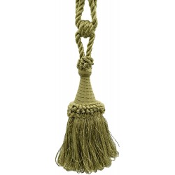 DÉCOPRO Set of 4 Large Tassel Tieback with Looped Accents 8 inches Long Tassel 30 inches Spread Embrace Style# TBDK8 11809 Color: Artichoke L28