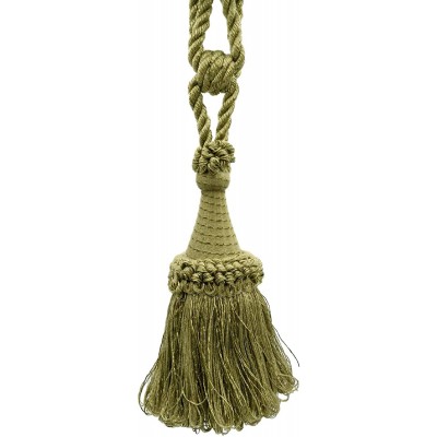 DÉCOPRO Set of 4 Large Tassel Tieback with Looped Accents 8 inches Long Tassel 30 inches Spread Embrace Style# TBDK8 11809 Color: Artichoke L28
