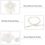 Lewondr Vintage Magnetic Curtain Tieback 4 Pieces Resin Flower Curtain Drapery Holdback Window Curtain Decorative Buckle Holder for Home Cafe Balcony White