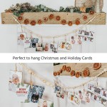 Sageinthyme 4Ft Wood Bead Garland with Clothespins Hanging Photo Display Photos Holder Christmas Cards Holiday Clips Homeschool Nursery Picture Banner Décor Farmhouse Boho Decorations