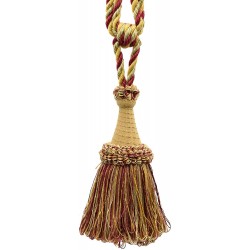 Set of 4 Cherry Burgundy Camel Gold Old Gold Artichoke Light Green Large Multi-Color Tassel Tieback with Looped Accents 8 inches long Tassel 30 inches Spread # TBDK8 11808 Color: N47