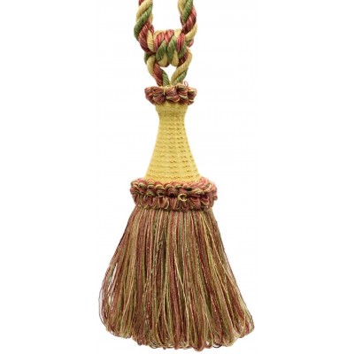 Set of 4 Clay Green Maize Blush Chinese Red Gold Large Multi-Color Tassel Tieback with Looped Accents 8 inches long Tassel 30 inches Spread Style# TBDK8 11808 Color: Cajun Spice N39