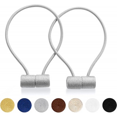 XDerlin Curtain Tiebacks Clips VS Strong Magnetic Tie Band Home Office Decorative Drapes Weave Holdbacks Holders European for Blackout Sheer Window Treatment 2PCS Light Grey